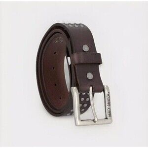 Harley-Davidson Men's Triple Row Studded Genuine Leather Belt Brown Size 40 NEW
